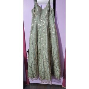 Vtg Say Yes to the Prom Sequined Gown Sage Green Formal Evening Dress‎ Size 17